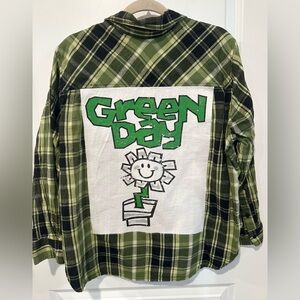 GREEN DAY Kerplunk tshirt Upcycled flannel shirt XL